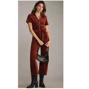 Anthropologie - Brick Red Corduroy Jumpsuit - Size 2